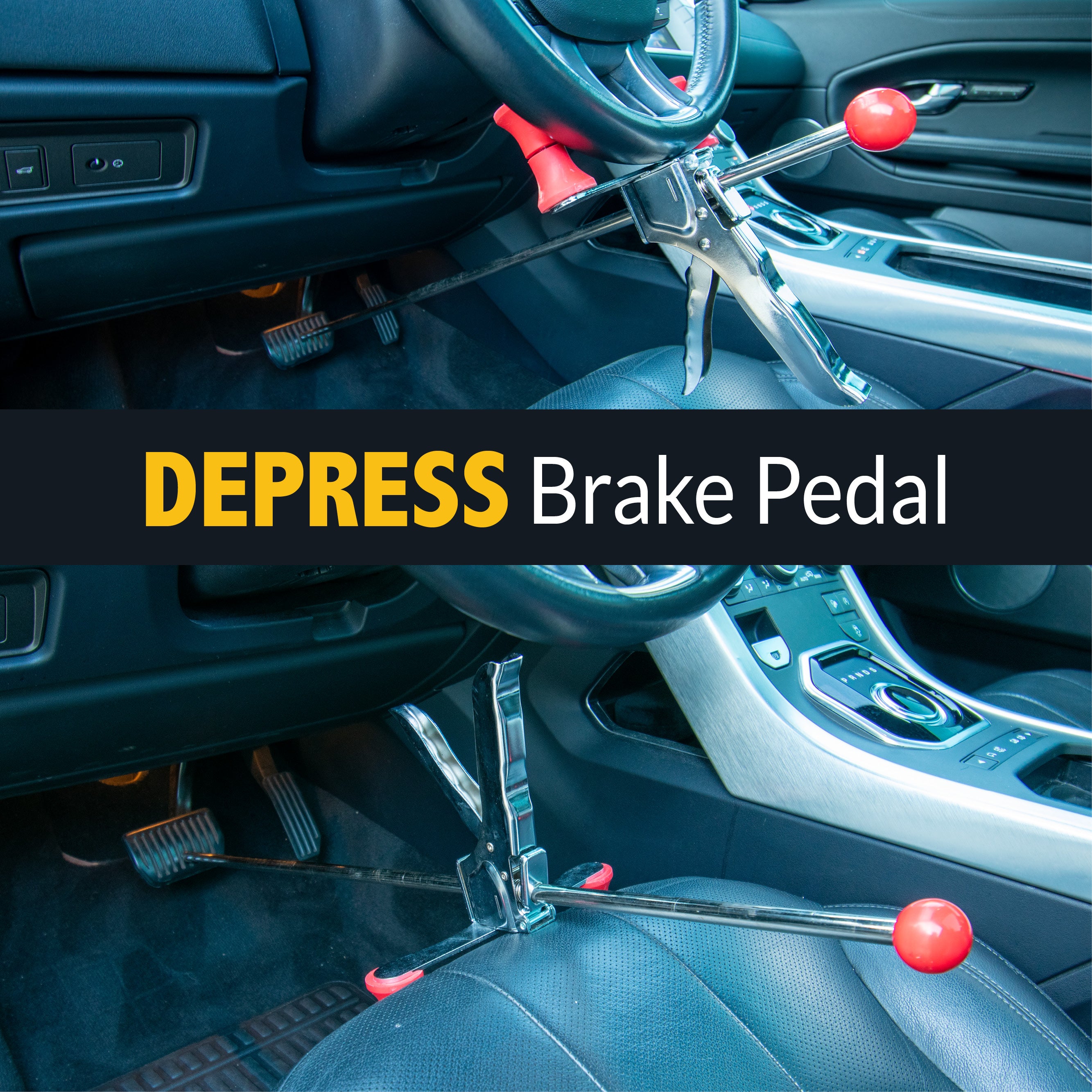 Adjustable Steering Wheel Holder & Brake Pedal Depressor