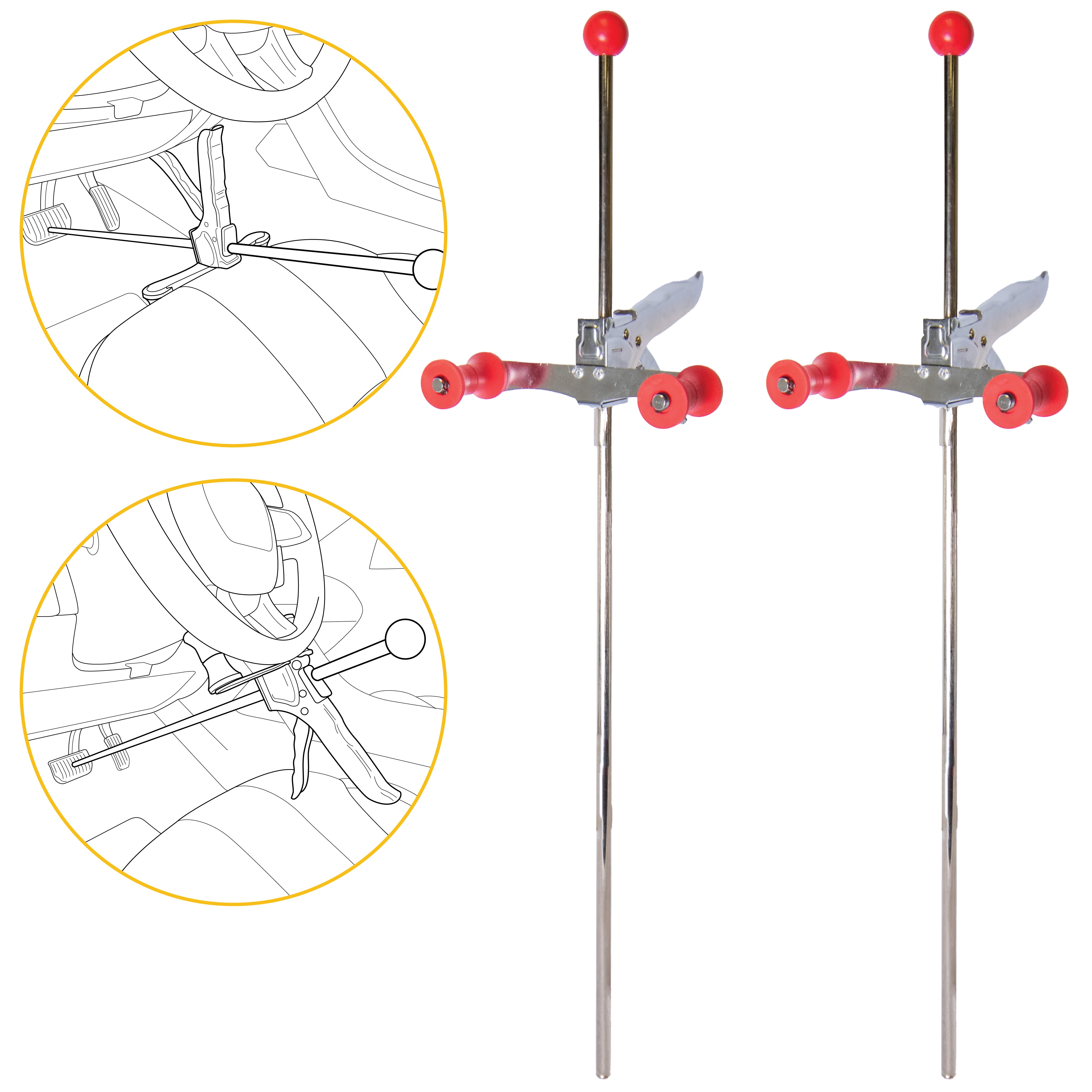 Adjustable Steering Wheel Holder & Brake Pedal Depressor