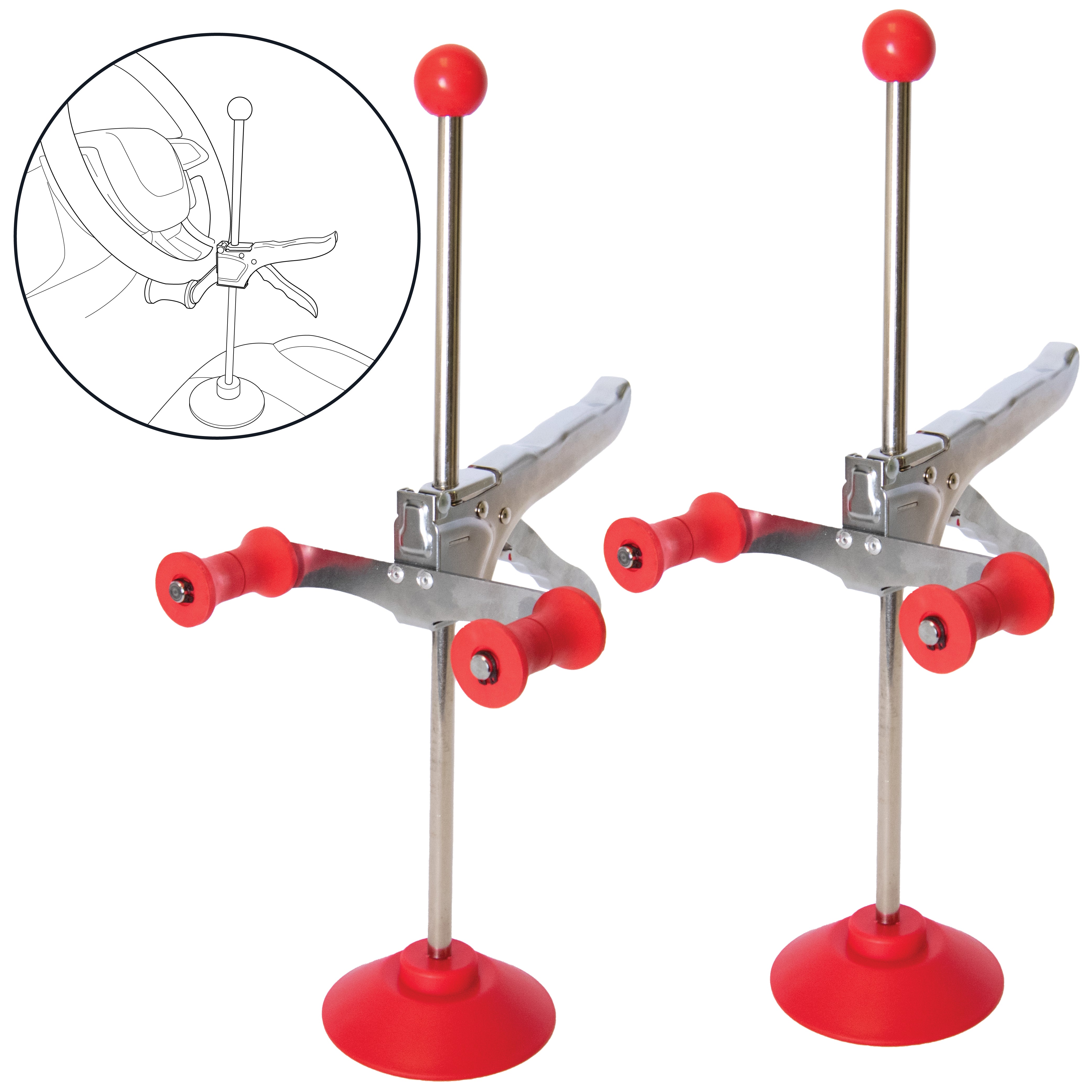 Adjustable Steering Wheel Holder & Brake Pedal Depressor