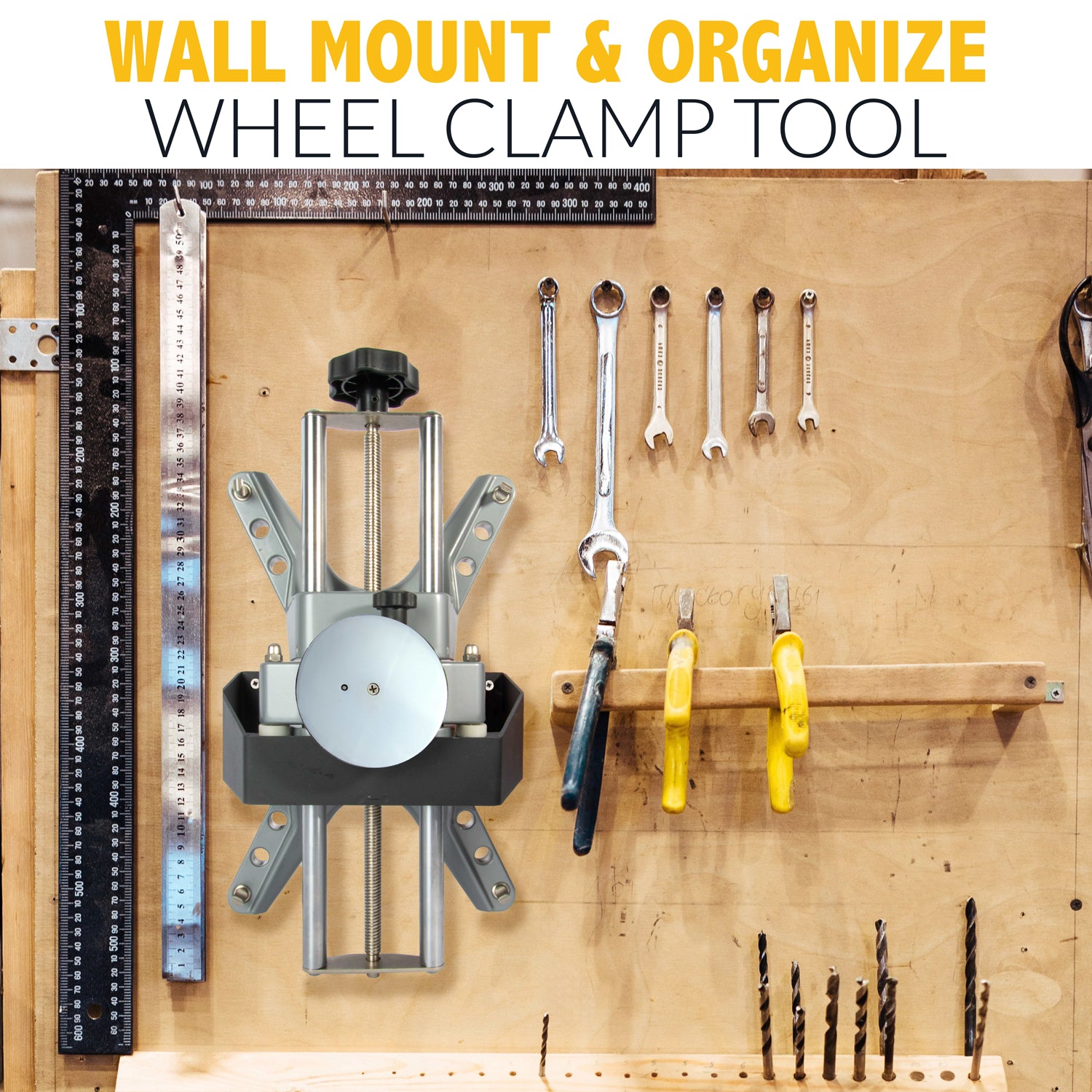 Heavy-Duty Wall Mount Rack for Wheel Clamp Tool