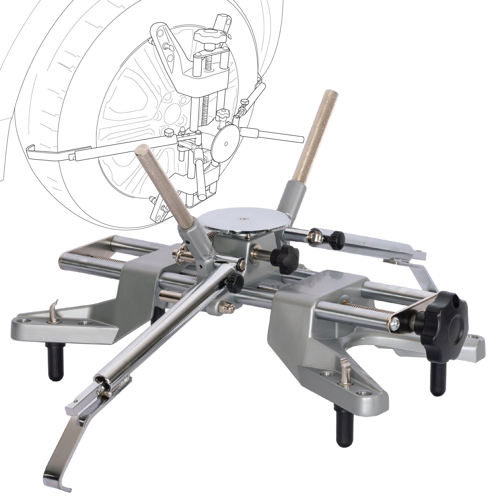 3D DSP Wheel Alignment Clamp with Tire Tread Grip Extensions & Magnetic Adapter