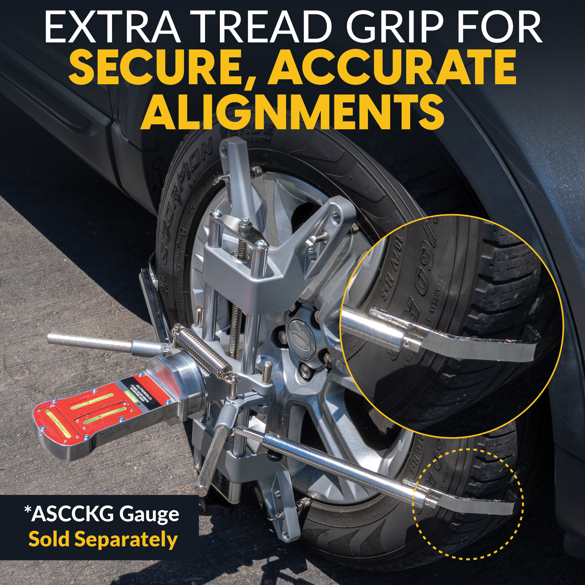 3D DSP Wheel Alignment Clamp with Tire Tread Grip Extensions & Magnetic Adapter