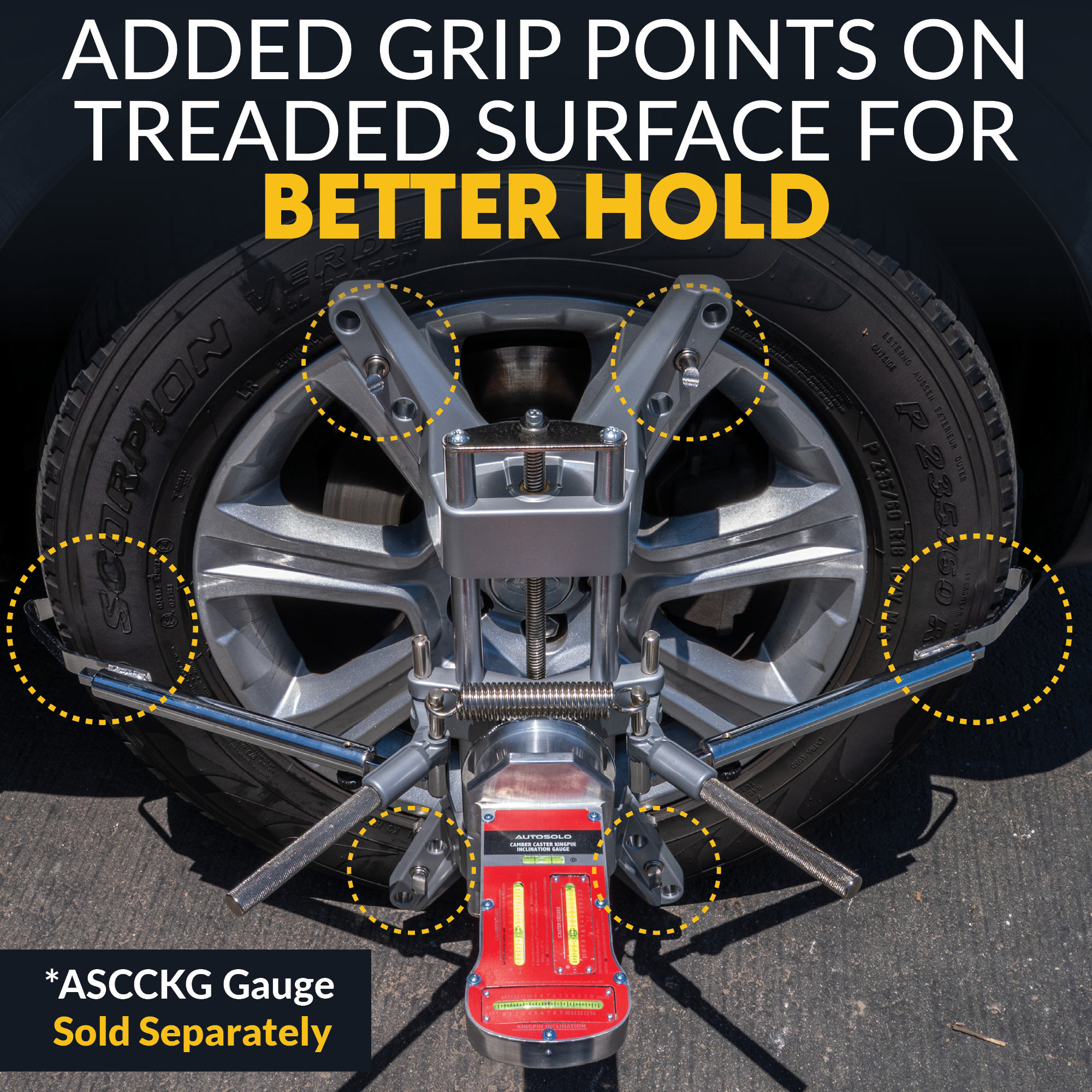 3D DSP Wheel Alignment Clamp with Tire Tread Grip Extensions & Magnetic Adapter