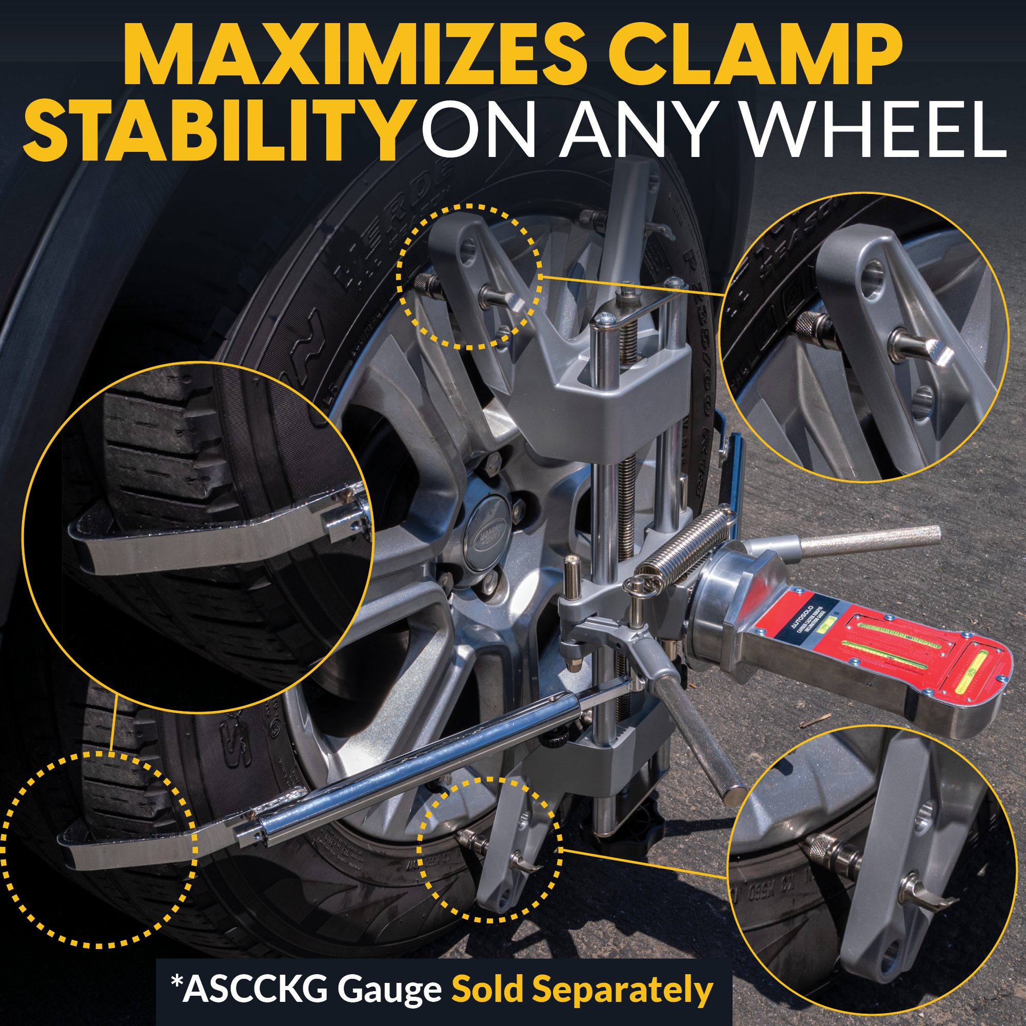 3D DSP Wheel Alignment Clamp with Tire Tread Grip Extensions & Magnetic Adapter