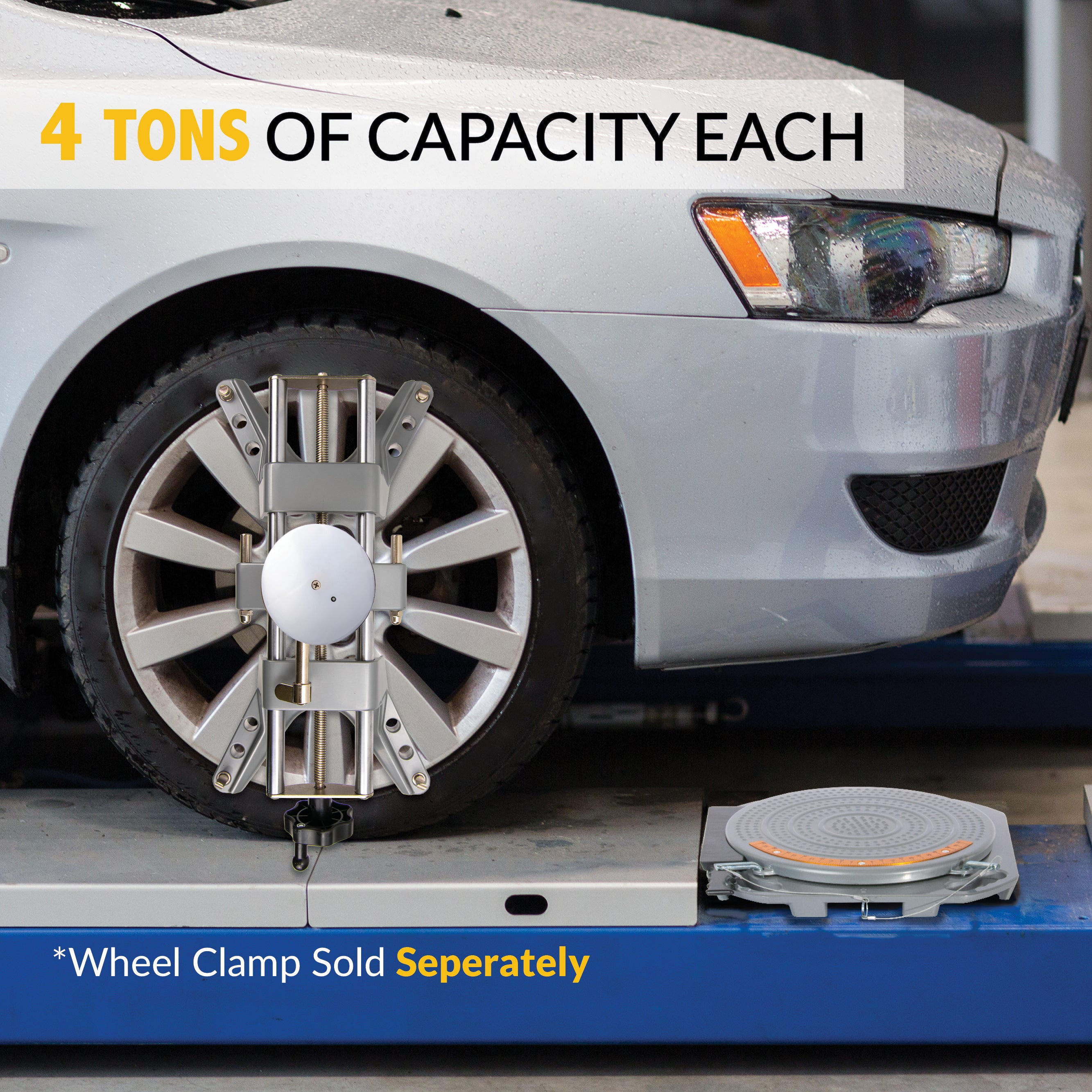 Wheel Alignment Turn Tables with Brass Finish Dial, 4 Ton Capacity, and Bonus Accessories (Pair)