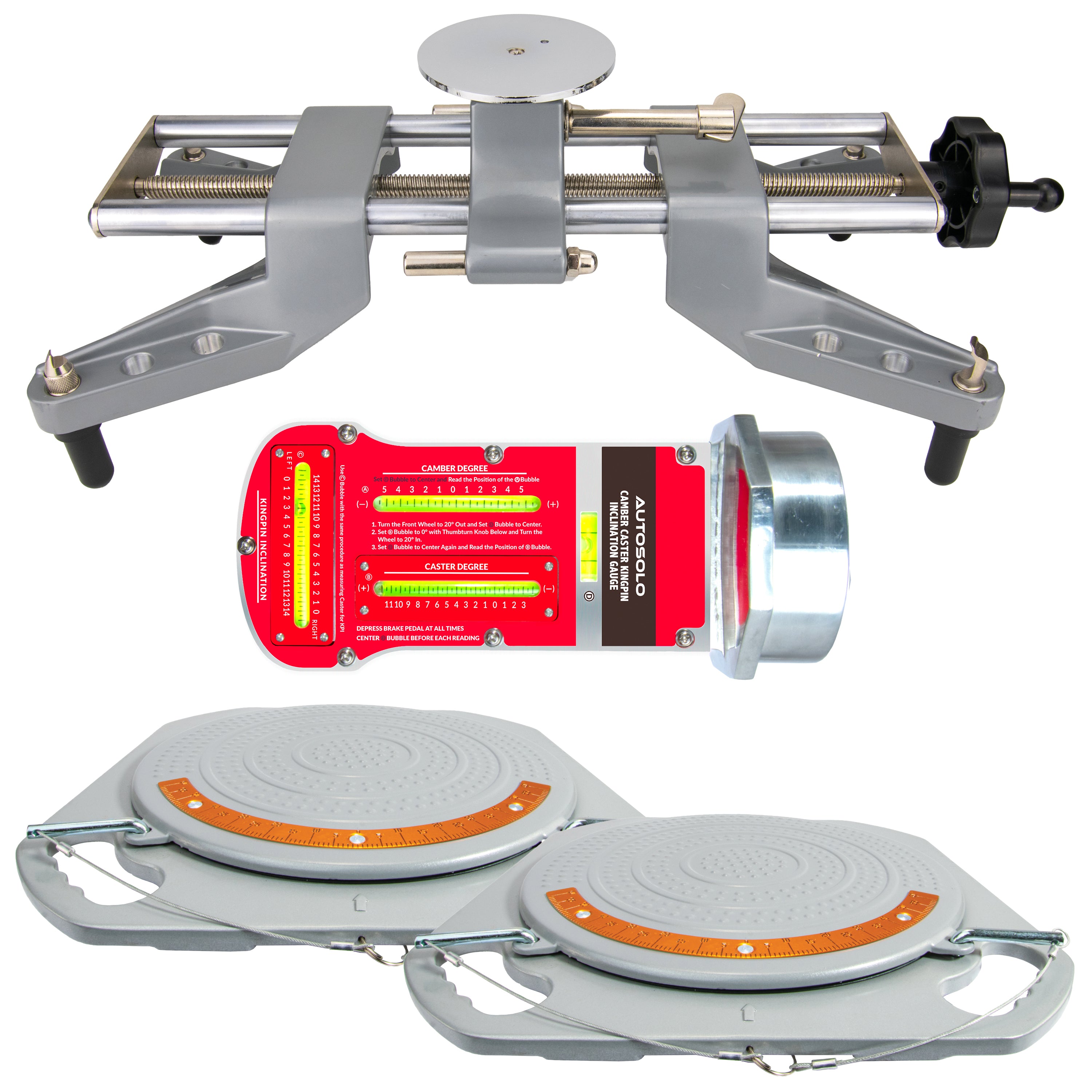 AutoSolo Wheel Alignment Bundle to Measure Camber, Caster, and Kingpin Inclination