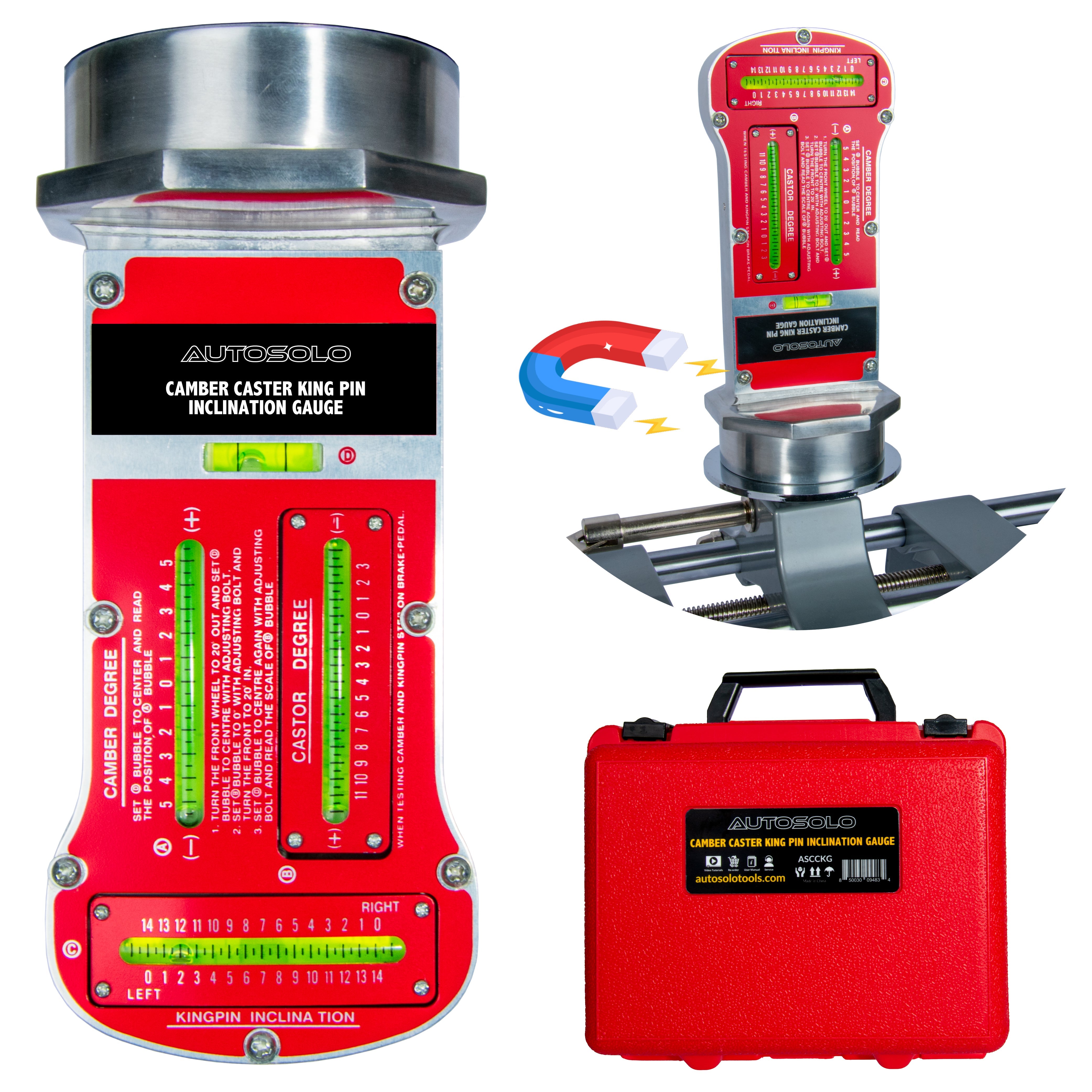 AutoSolo Wheel Alignment Bundle to Measure Camber, Caster, and Kingpin Inclination