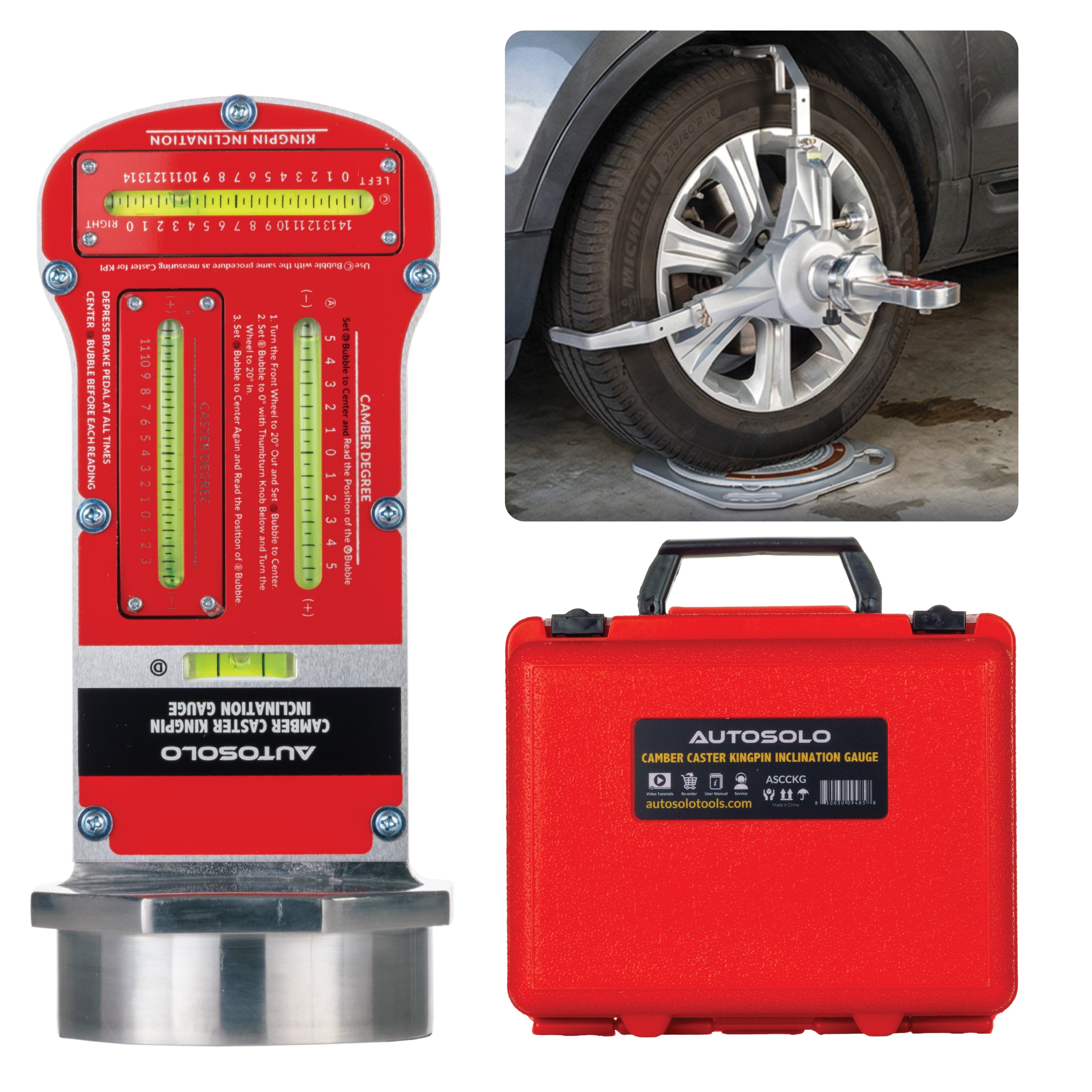AutoSolo Magnetic Camber, Caster & Kingpin Inclination Wheel Alignment Gauge