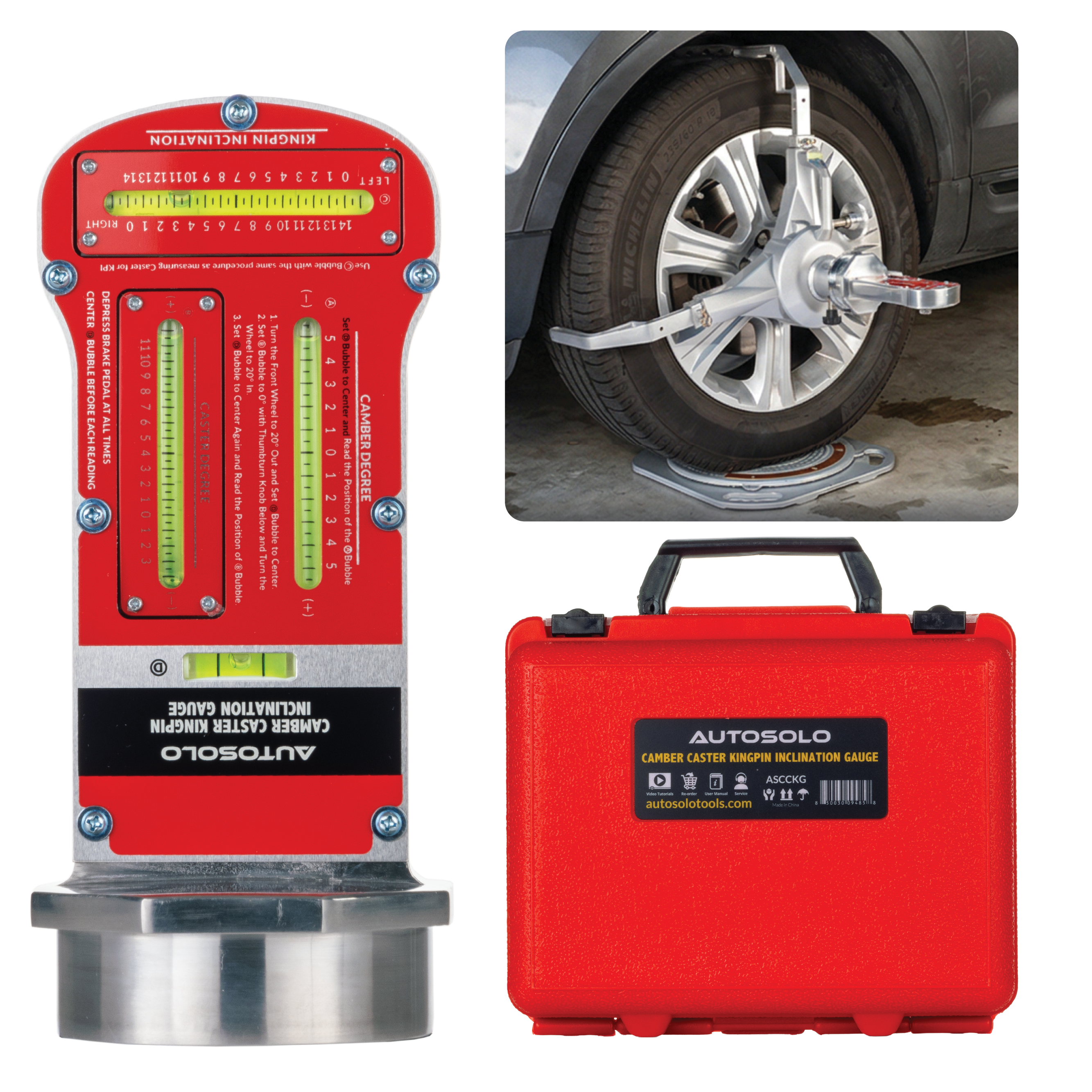 AutoSolo Magnetic Camber, Caster & Kingpin Inclination Wheel Alignment Gauge