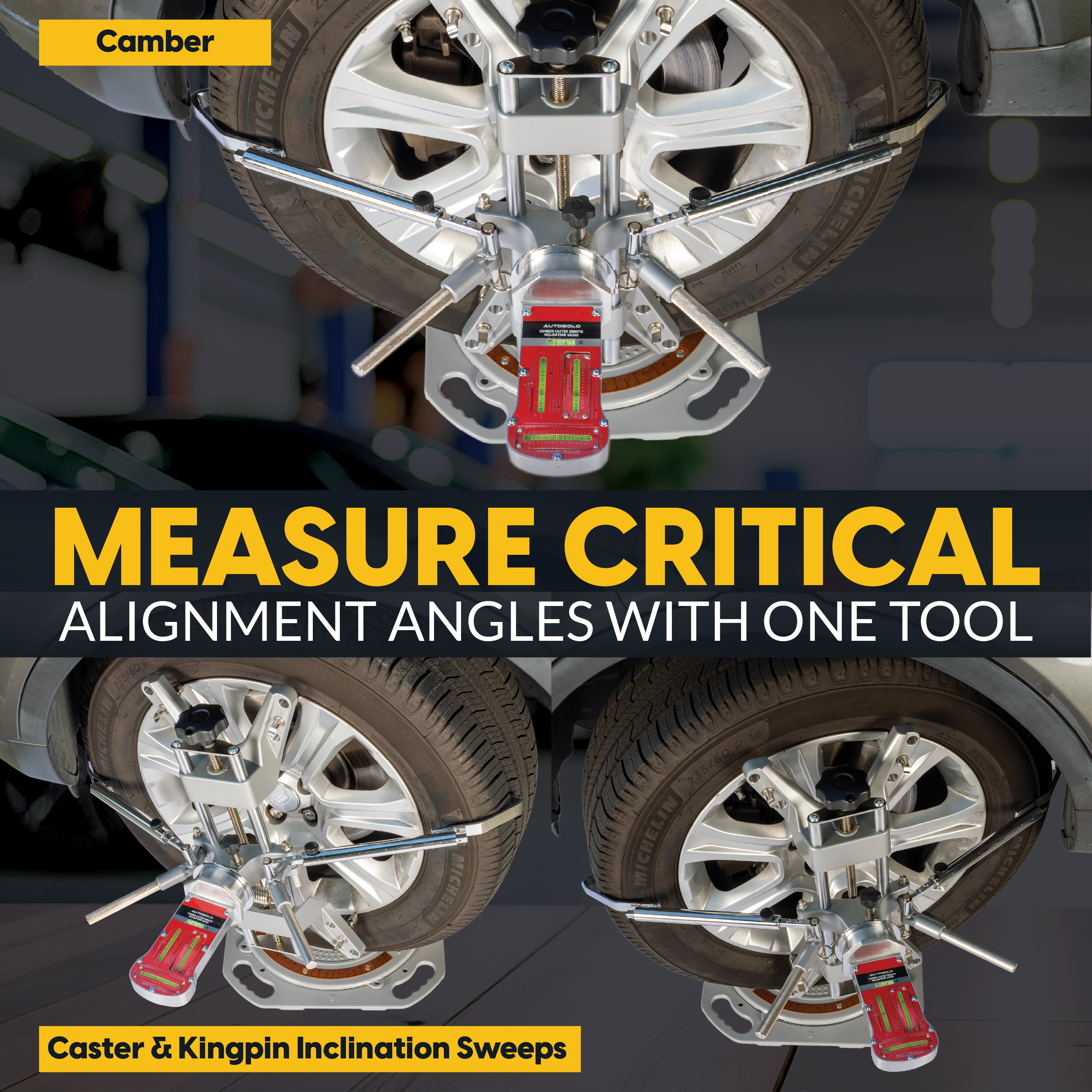 AutoSolo Magnetic Camber, Caster & Kingpin Inclination Wheel Alignment Gauge