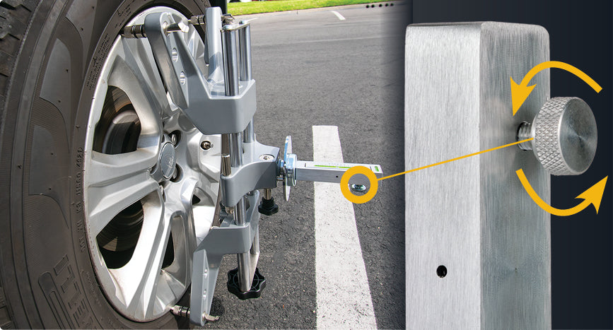 Diagram showing the calibration zero knob role during the 20-degree caster sweep