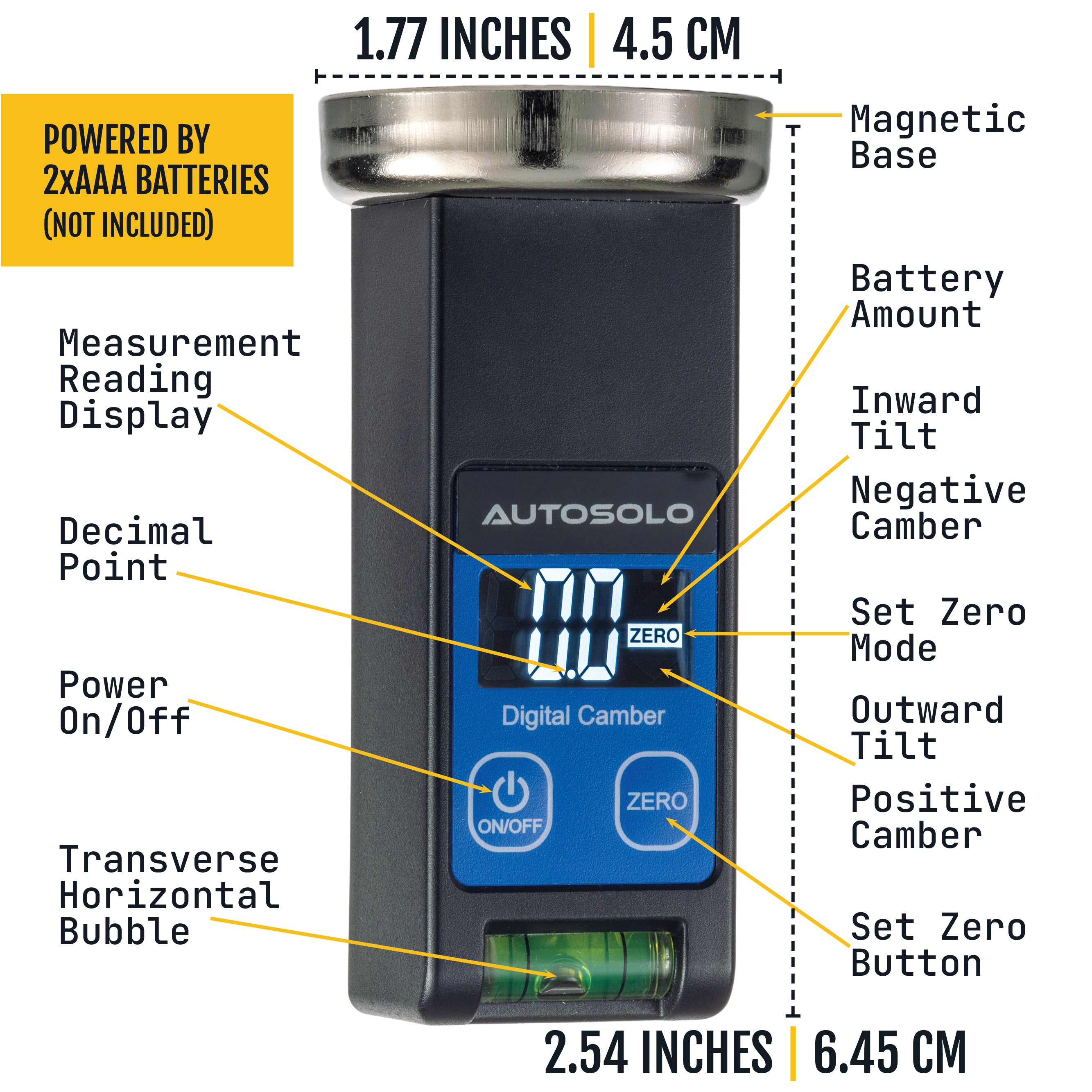 Digital Camber and Caster Gauge with LCD Display