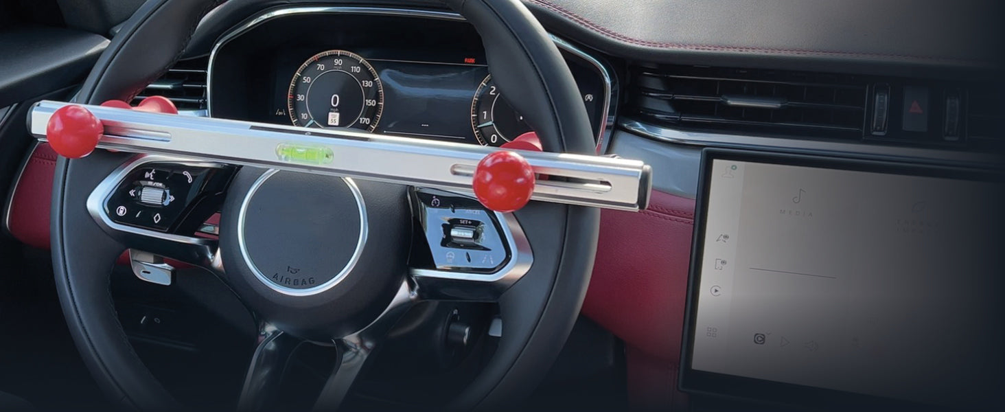 ASSTL1 steering wheel level mounted across a steering wheel, bubble vial centered