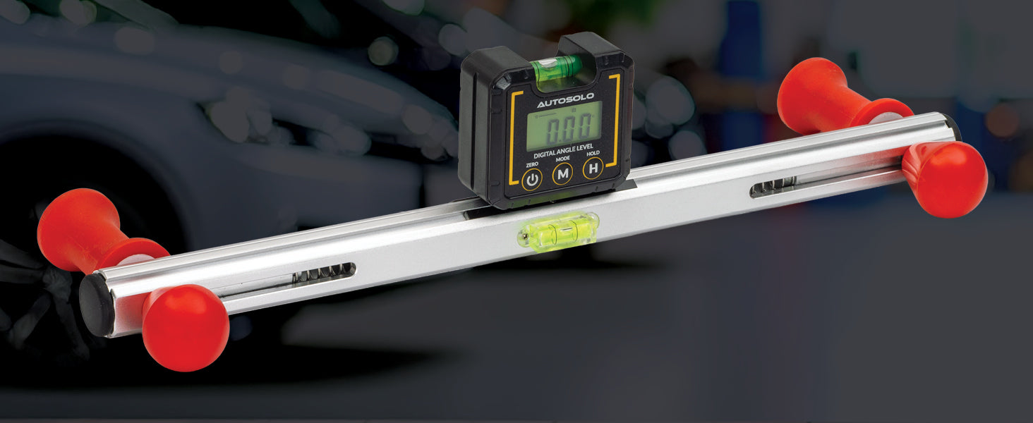 ASSTL1 level with the ASMDL360 seated on the magnetic top, angled view