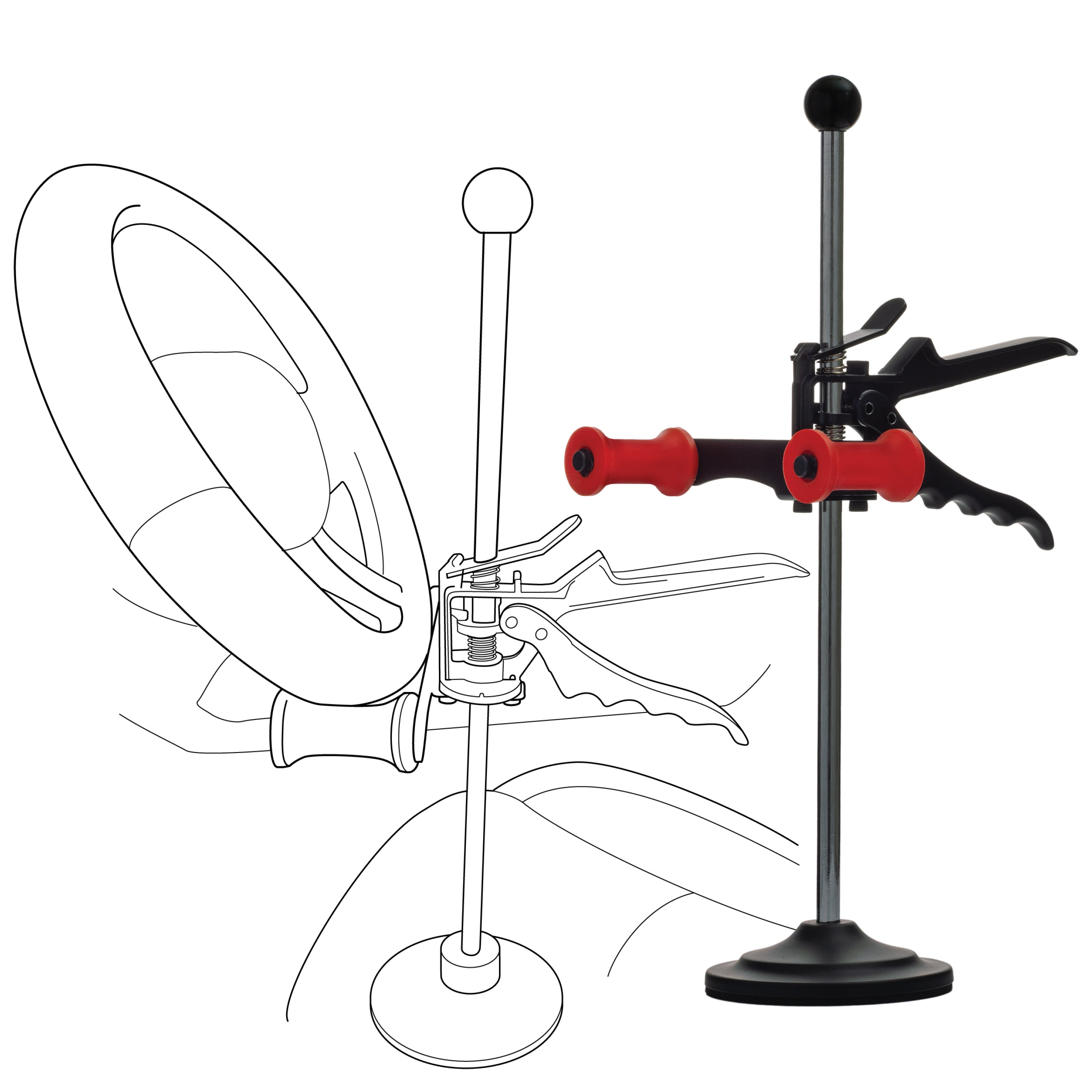 Adjustable Steering Wheel Holder & Brake Pedal Depressor