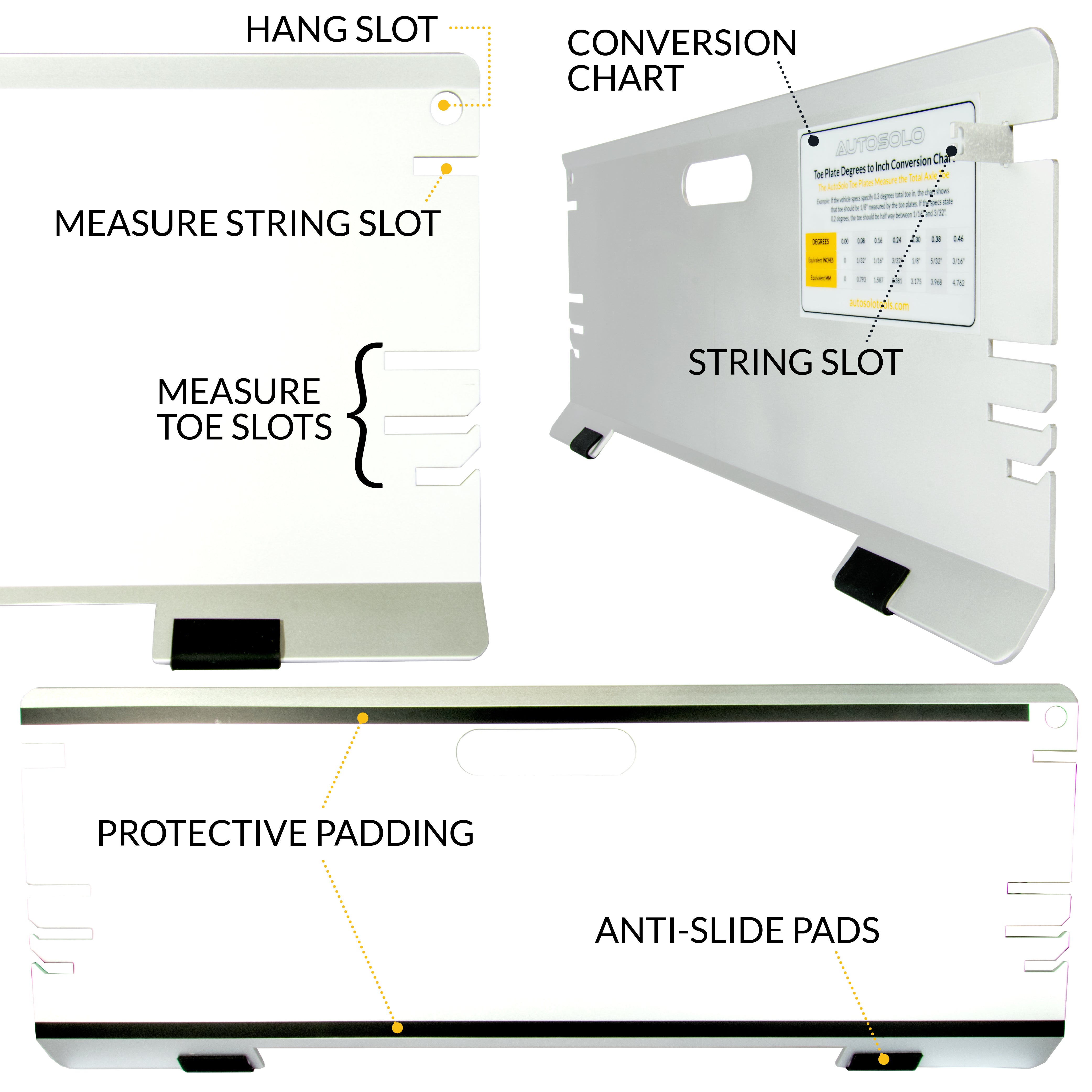 3-in-1 Toe Alignment Plates for Automotive Toe, Steer Ahead, and Thrust Angle Adjustments