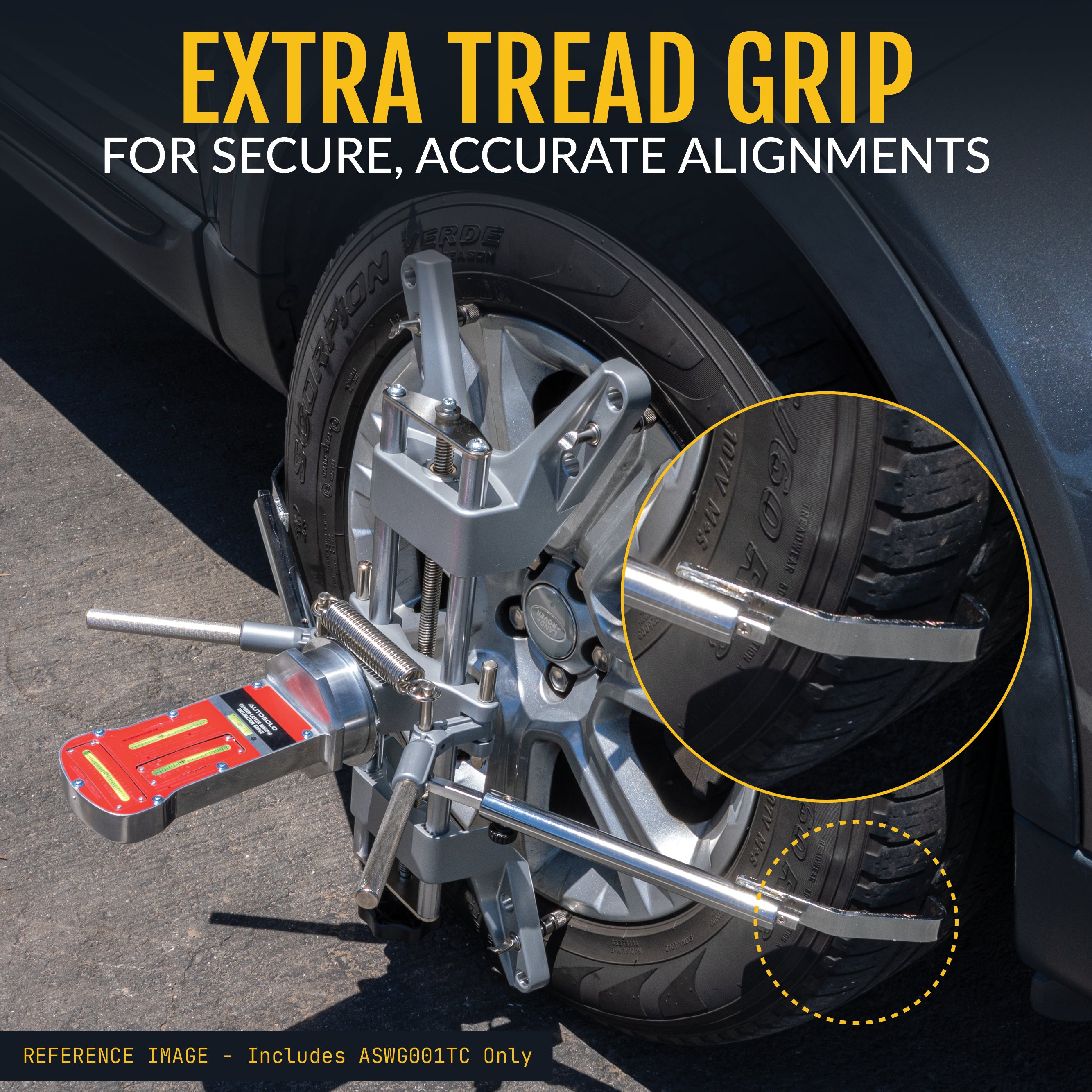3D DSP Wheel Alignment Clamp with Tire Tread Grip Extensions & Magnetic Adapter