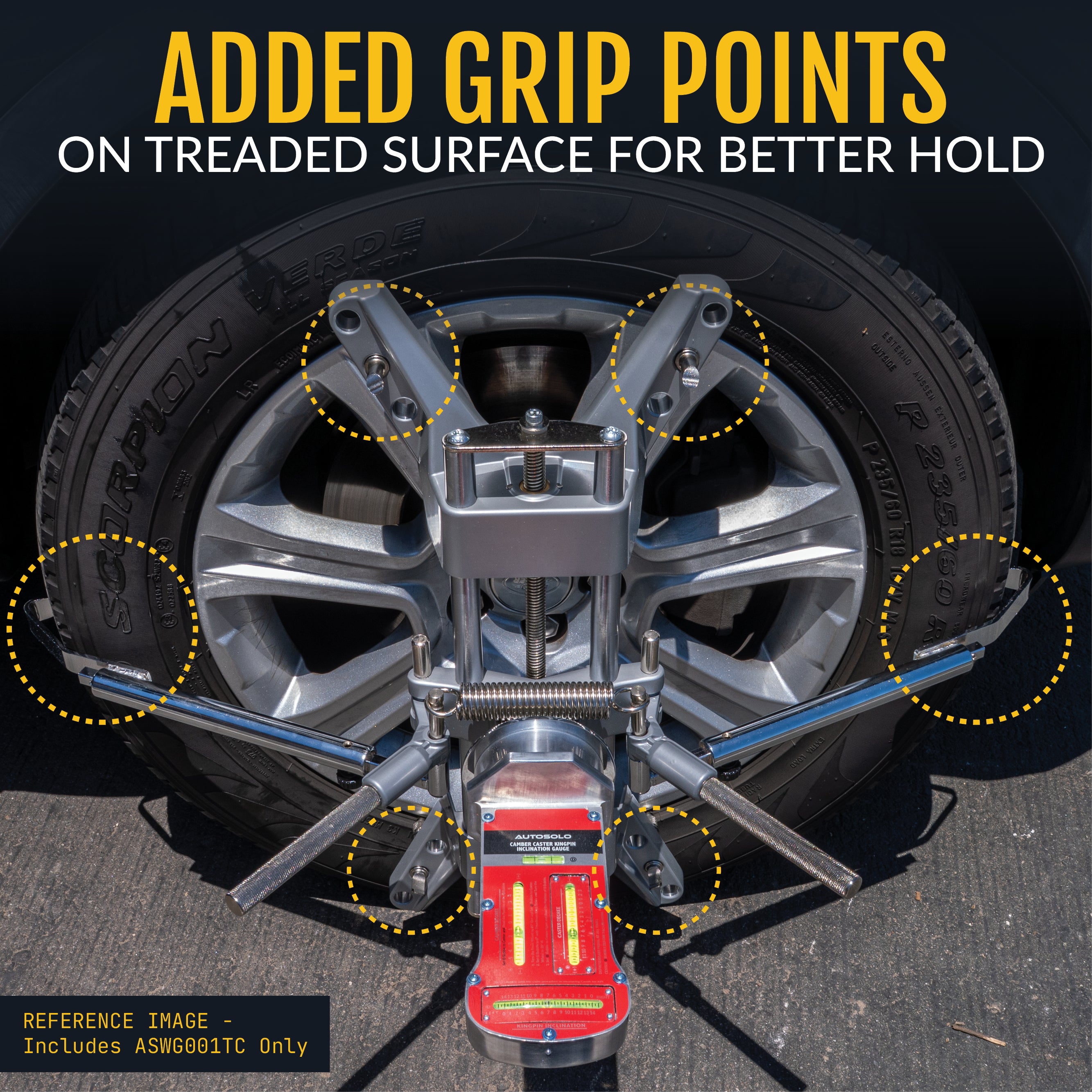 3D DSP Wheel Alignment Clamp with Tire Tread Grip Extensions & Magnetic Adapter
