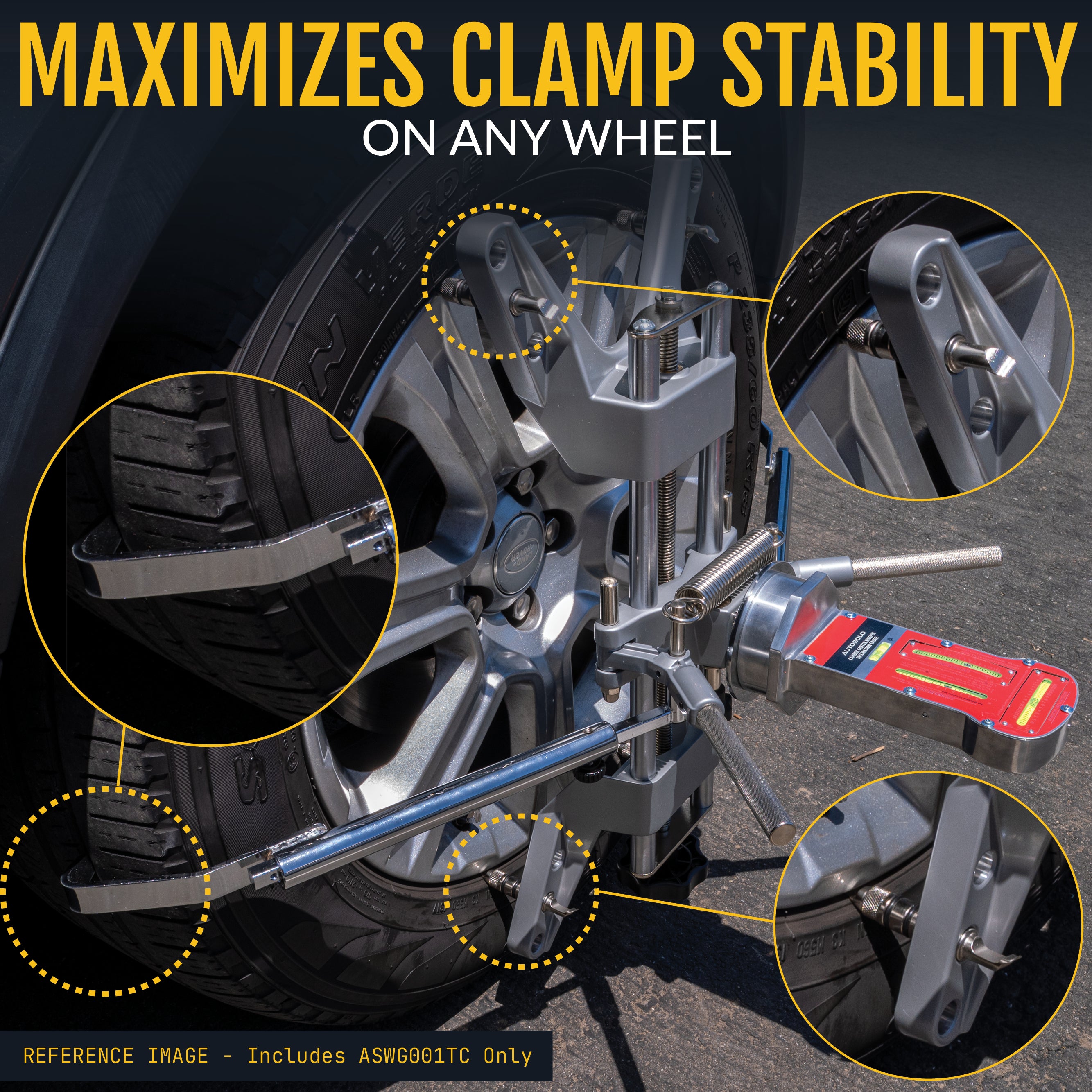 3D DSP Wheel Alignment Clamp with Tire Tread Grip Extensions & Magnetic Adapter