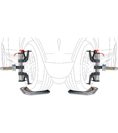 Dual kit: both front wheels wearing a clamp and gauge at the same time