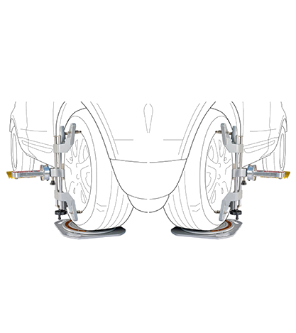 Dual kit: both front wheels wearing a clamp and gauge at the same time