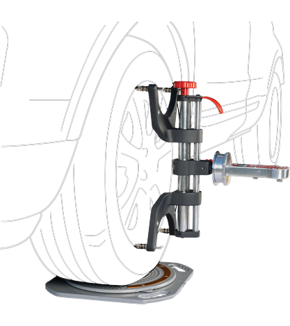 Starter kit: turn plates, one wheel clamp and one alignment gauge on a single front wheel
