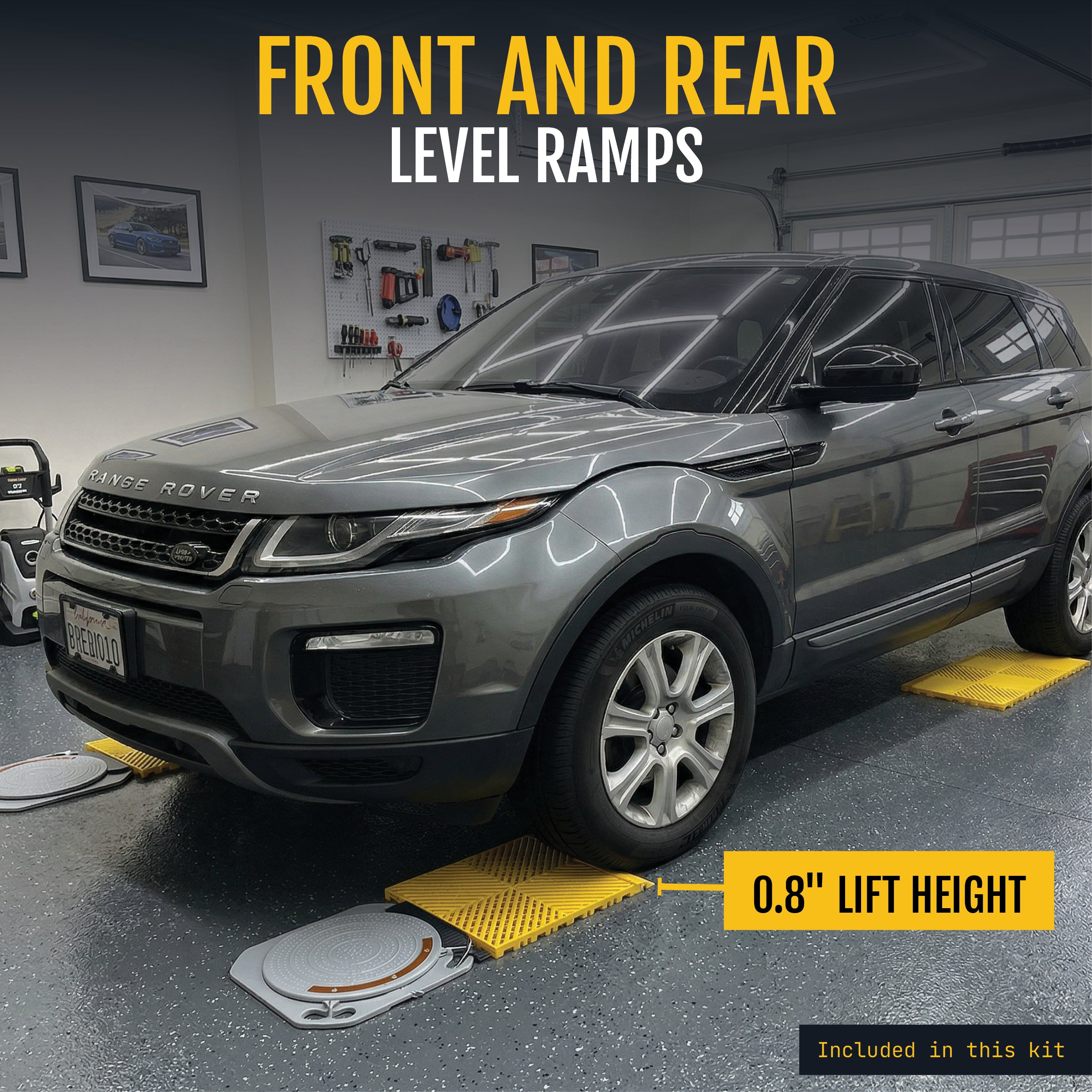AutoSolo Comfort Wheel Alignment Kit, Camber Caster KPI Gauge, Turn Plates and Rear Ramps, Level Car, DIY Home Garage