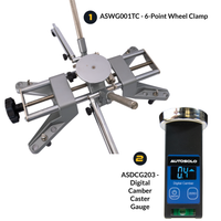 AutoSolo Bundle with ASWG001TC 6-Point Wheel Clamp and the ASDCG203 Digital Camber Caster Gauge Level with magnetic end