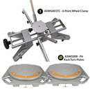 AutoSolo Bundle with ASWG001TC 6-Point Wheel Clamp and the ASWG008 Pit Rack Turn Plates for home or professional wheel alignments