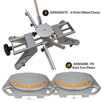AutoSolo Bundle with ASWG001TC 6-Point Wheel Clamp and the ASWG008 Pit Rack Turn Plates for home or professional wheel alignments