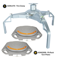AutoSolo Bundle with ASWL470 Tire Clamp and the ASWG008 Pit Rack Turn Plates for home or professional wheel alignments