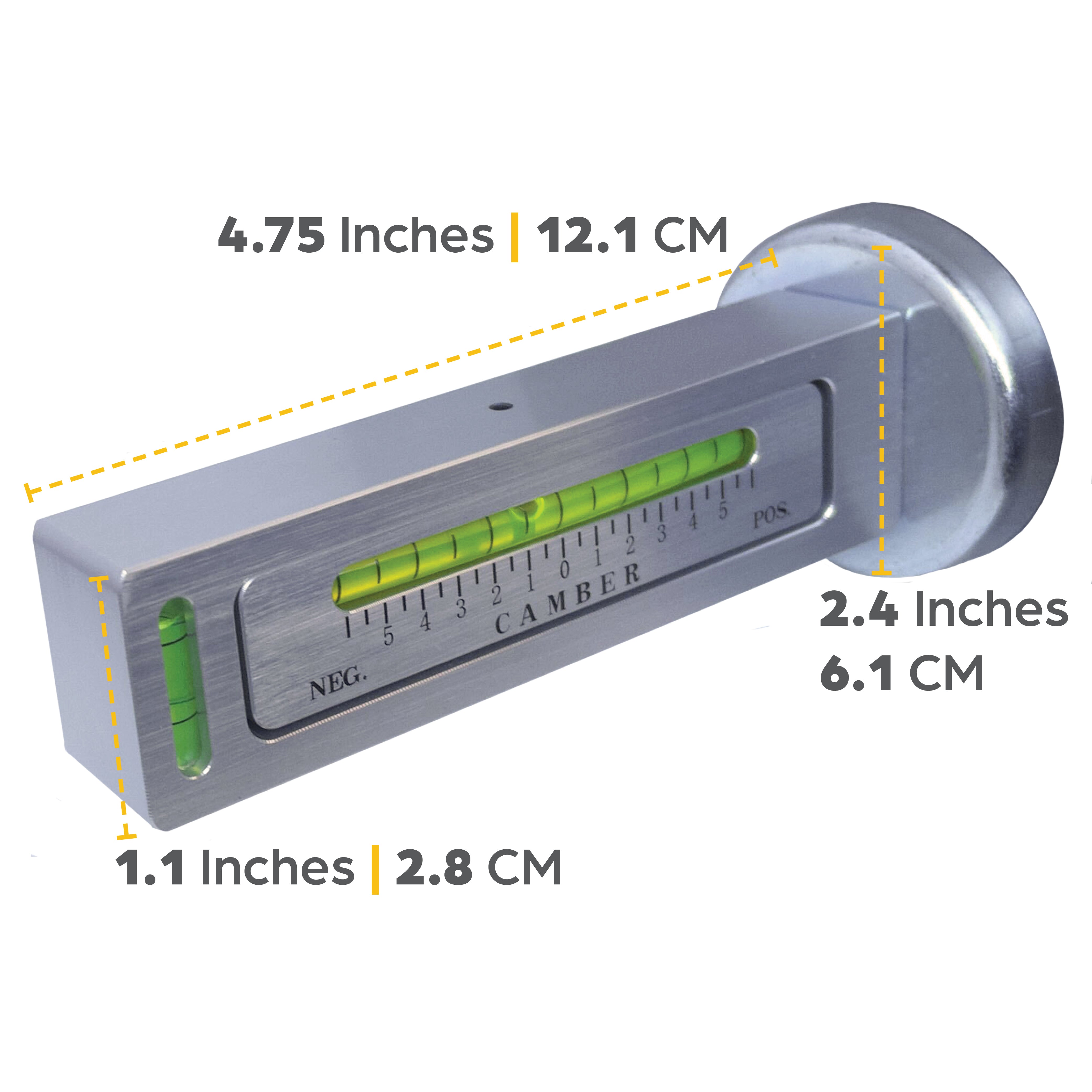 Dimensions of AutoSolo magnetic camber gauge